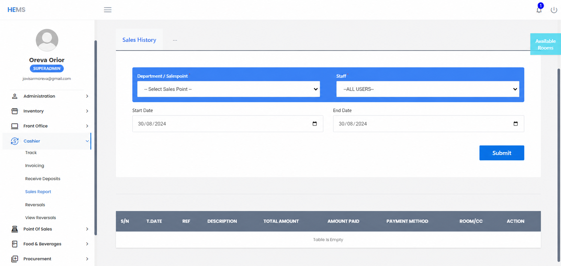 SAFHA sales reporting workspace